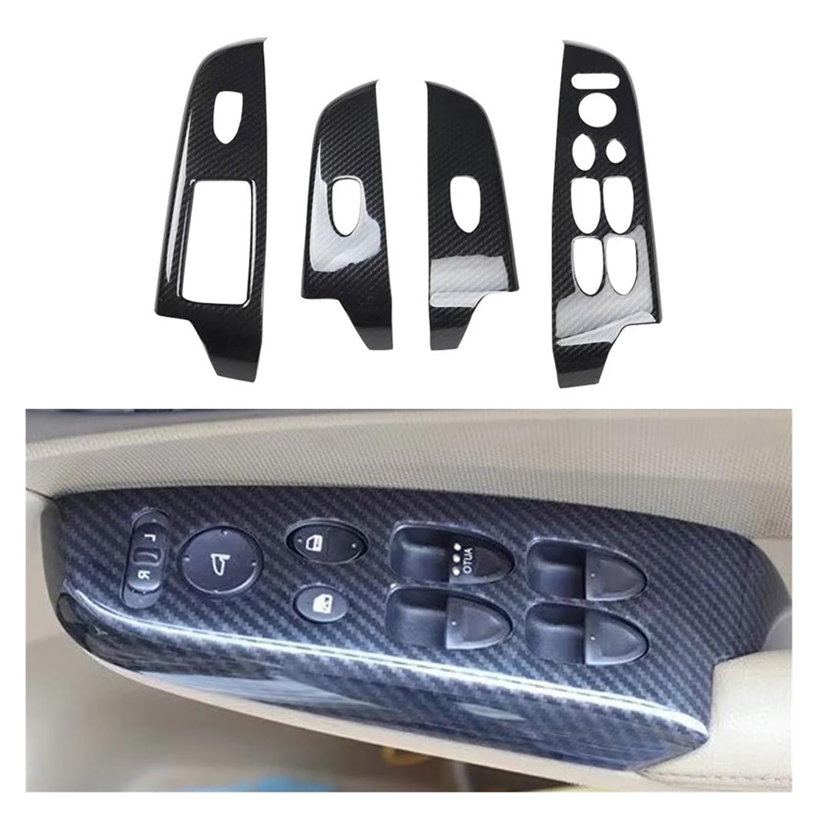 Interieur Zubehör Für Civic 2006 2007 2008 2009 2010 2011 Auto Zubehör ABS Carbon Innen Fenster Schalter Lift-Taste Abdeckung Trim 4 Stücke Auto Mittelkonsole Interieur(RHD) von TNTGEBFVBG