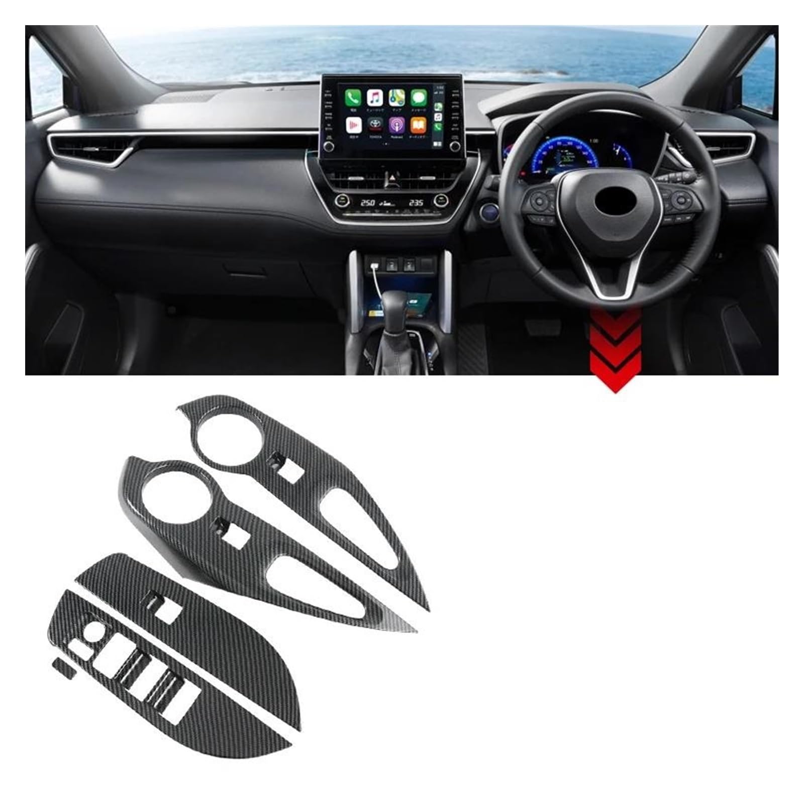 Interieur Zubehör Für Corolla Für Kreuz Für XG10 2021 2022 2023 2024 Auto Zubehör ABS Tür Armlehne Panel Fenster Glas Heber Schalter Abdeckung Trim Auto Mittelkonsole Interieur(RHD) von TNTGEBFVBG