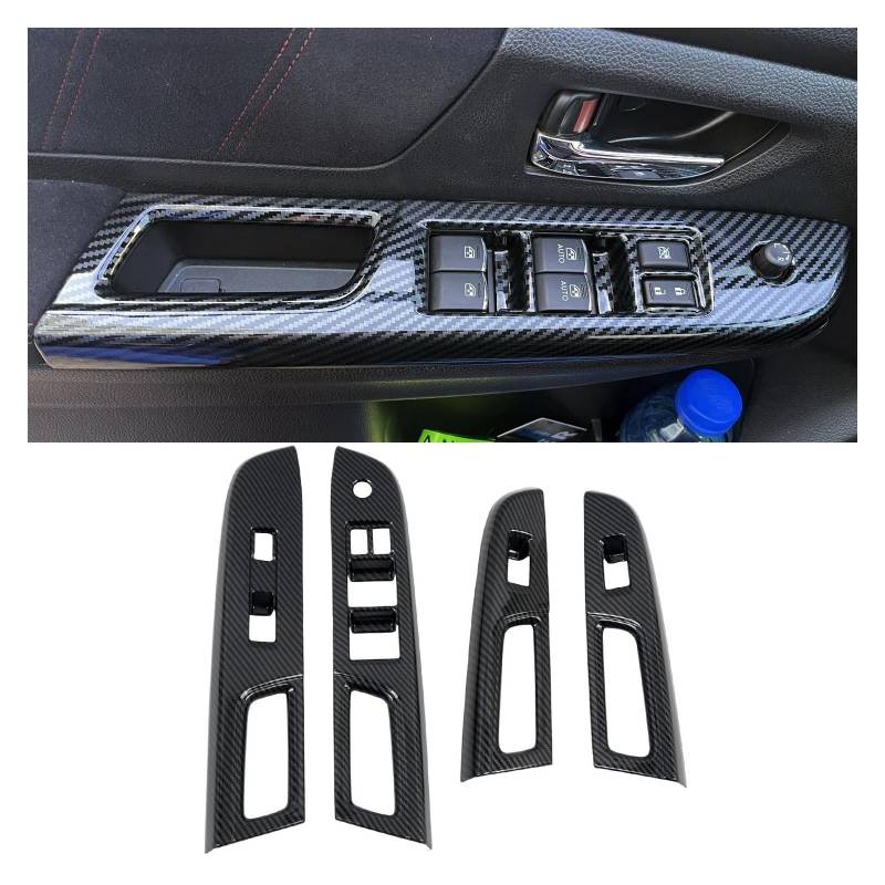 Interieur Zubehör Für Subaru Für WRX Für STi 2015-2021 ABS Carbon Faser Gedruckt Innen Fenster Schalter Lift-Taste Abdeckung Trim 4 Stücke Auto Zubehör Auto Mittelkonsole Interieur(LHD) von TNTGEBFVBG