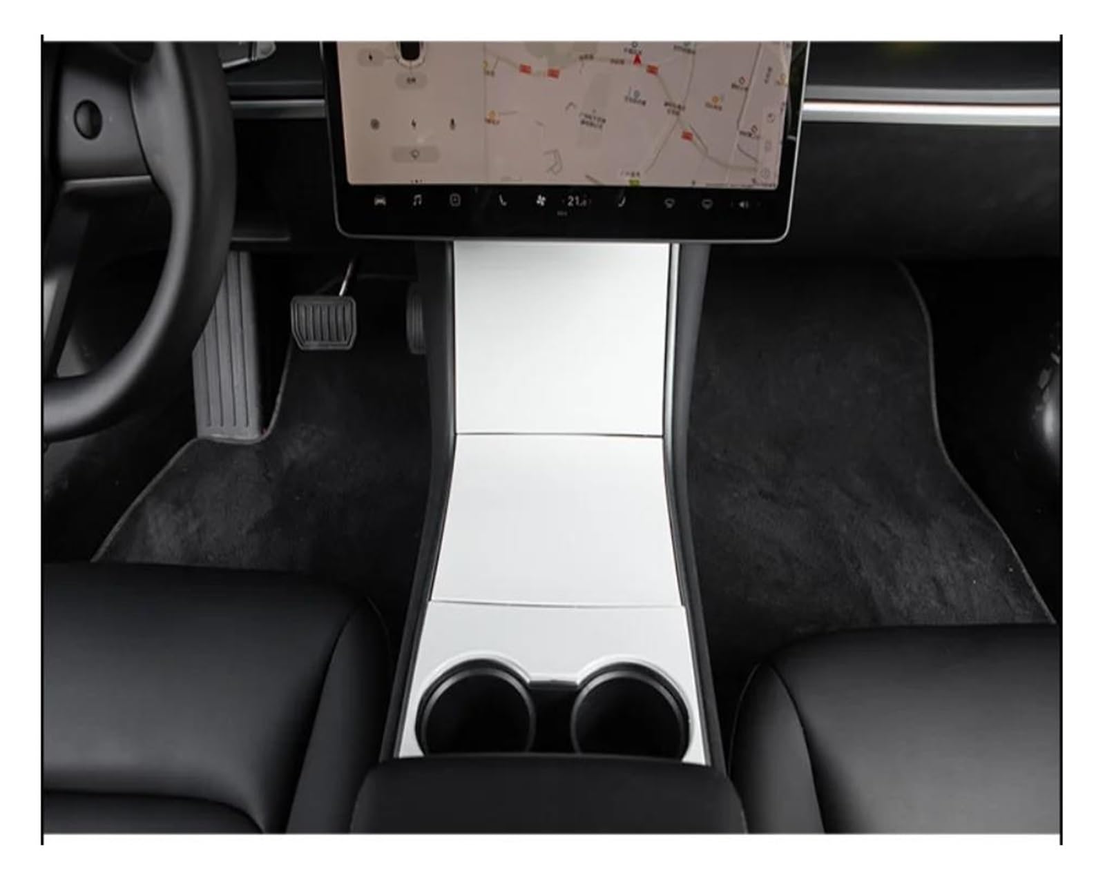 Interieur Zubehör Für Tesla Für Modell 3 2018-2019 2020 Center Konsole Kunststoff Geformte Abdeckung Klebstoff Borte Innen Dekor Änderung Auto Mittelkonsole Interieur(Matte White) von TNTGEBFVBG