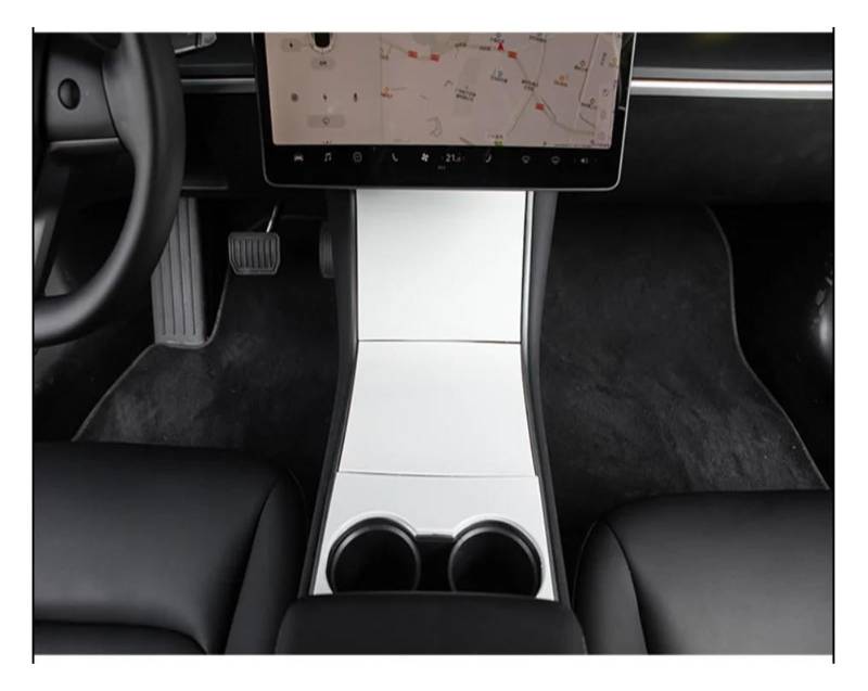Interieur Zubehör Für Tesla Für Modell 3 2018-2019 2020 Center Konsole Kunststoff Geformte Abdeckung Klebstoff Borte Innen Dekor Änderung Auto Mittelkonsole Interieur(Matte White) von TNTGEBFVBG