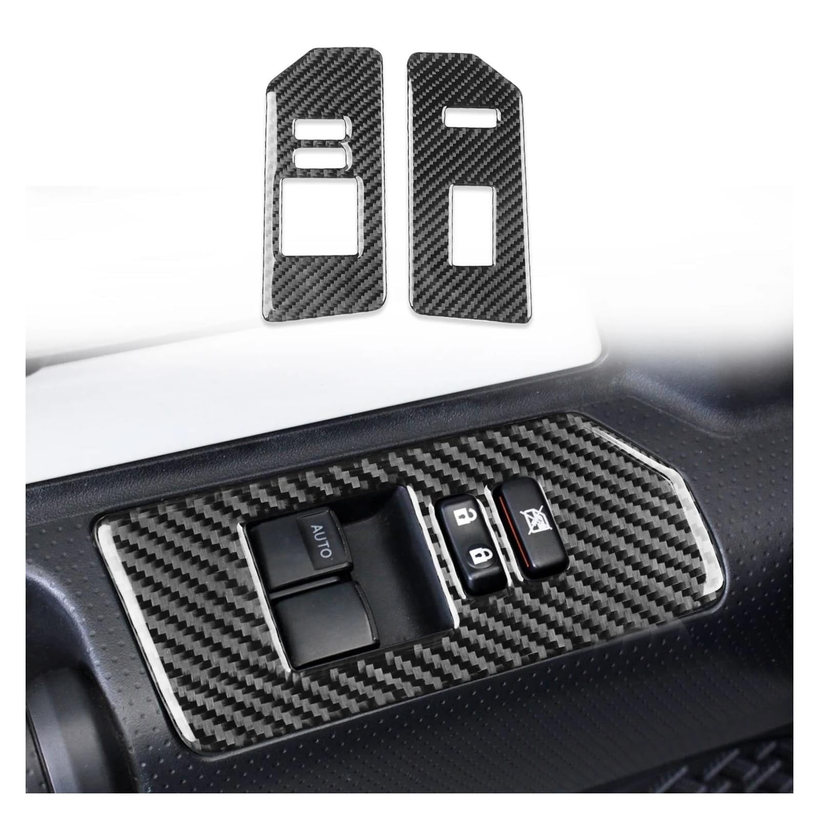 Interieur Zubehör Für Toyota Für FJ Für Cruiser 2012-2023 Auto Zubehör Real Carbon Fiber Front Fenster Schalter Lift-Taste Abdeckung Trim 2 Stücke Auto Mittelkonsole Interieur(LHD) von TNTGEBFVBG
