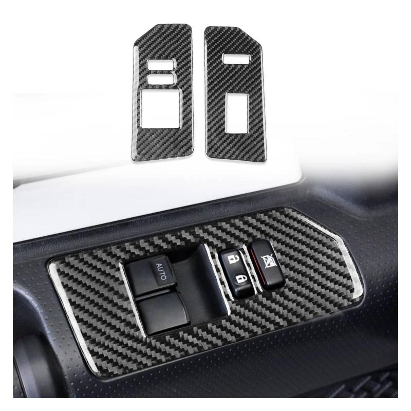 Interieur Zubehör Für Toyota Für FJ Für Cruiser 2012-2023 Auto Zubehör Real Carbon Fiber Front Fenster Schalter Lift-Taste Abdeckung Trim 2 Stücke Auto Mittelkonsole Interieur(LHD) von TNTGEBFVBG