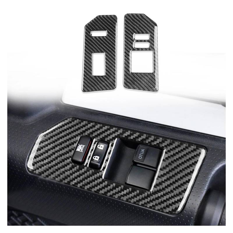 Interieur Zubehör Für Toyota Für FJ Für Cruiser 2012-2023 Auto Zubehör Real Carbon Fiber Front Fenster Schalter Lift-Taste Abdeckung Trim 2 Stücke Auto Mittelkonsole Interieur(RHD) von TNTGEBFVBG