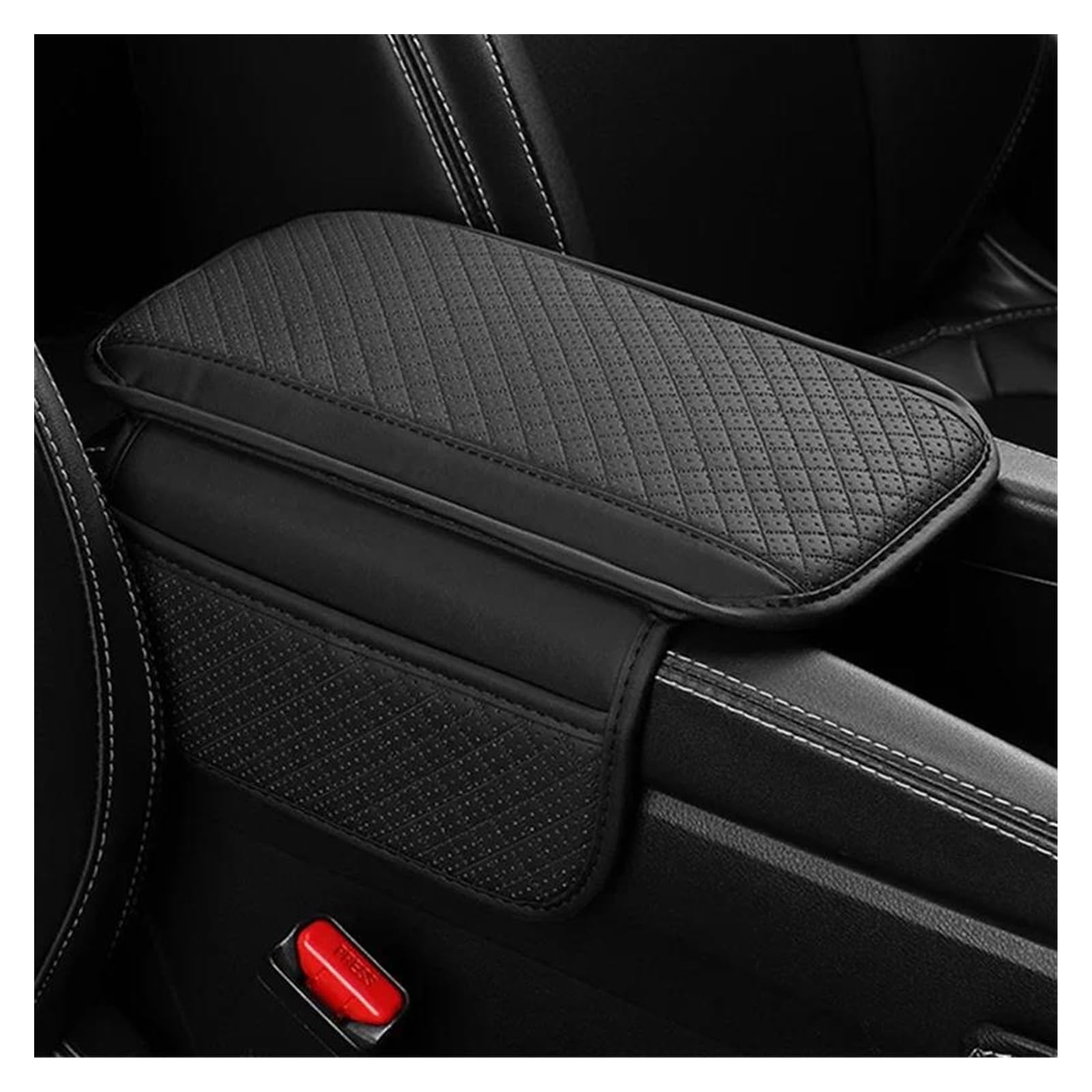 Interieur Zubehör PU Leder Auto Armlehne Matte Mittelkonsole Schutz Kissen Auto Armlehnen Lagerung Box Pad Auto Innen Zubehör Auto Mittelkonsole Interieur(Red) von TNTGEBFVBG
