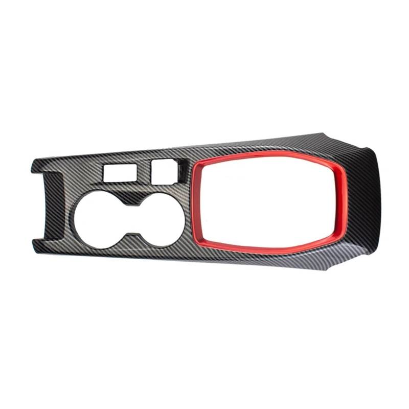 Mittelkonsolen-Abdeckung Für Peugeot 208 2020-2025 ABS Carbon Fiber Farbe Rot Center Console Manuelle Getriebe Shift Rahmen Trim Armaturenbrett-Abdeckung(Carbon red 2 Pieces) von TNTGEBFVBG