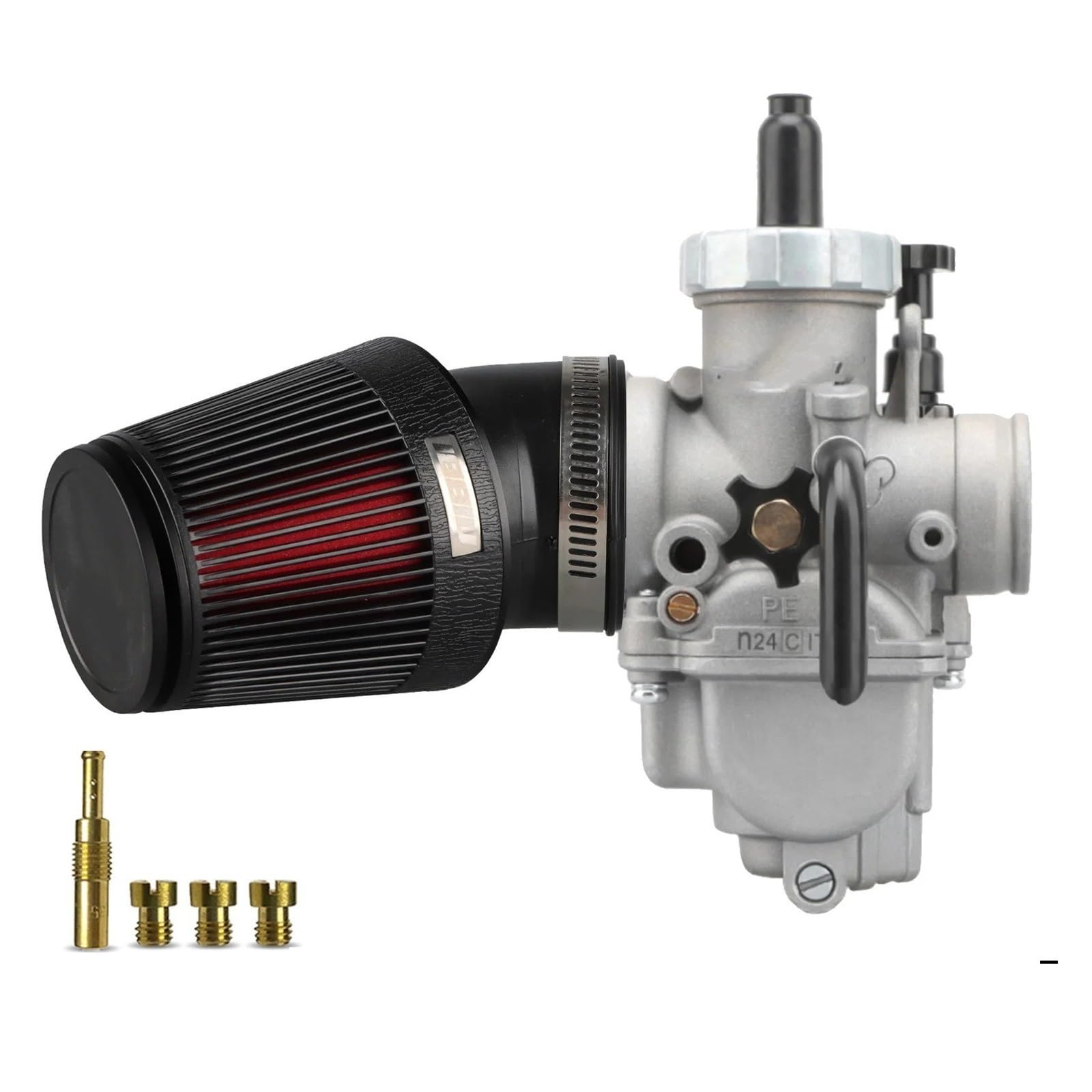 Vergaser Für Suzuki 2T 4T Motocross Motorrad PE Vergaser CNC Luftfilter Kit PE24/26/28/30mm Power Carb Jets Carb Modifiziert Carburetor(PE24 Sport Kit) von TNTGEBFVBG