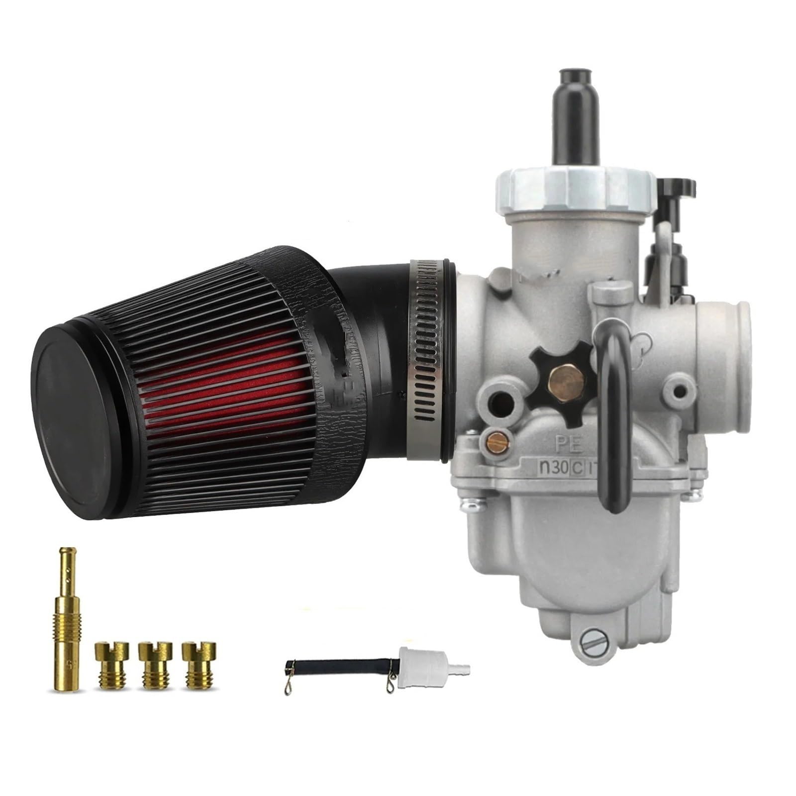 Vergaser Für Suzuki 2T 4T Motocross Motorrad PE Vergaser CNC Luftfilter Kit PE24/26/28/30mm Power Carb Jets Carb Modifiziert Carburetor(PE30 Sport Kit) von TNTGEBFVBG