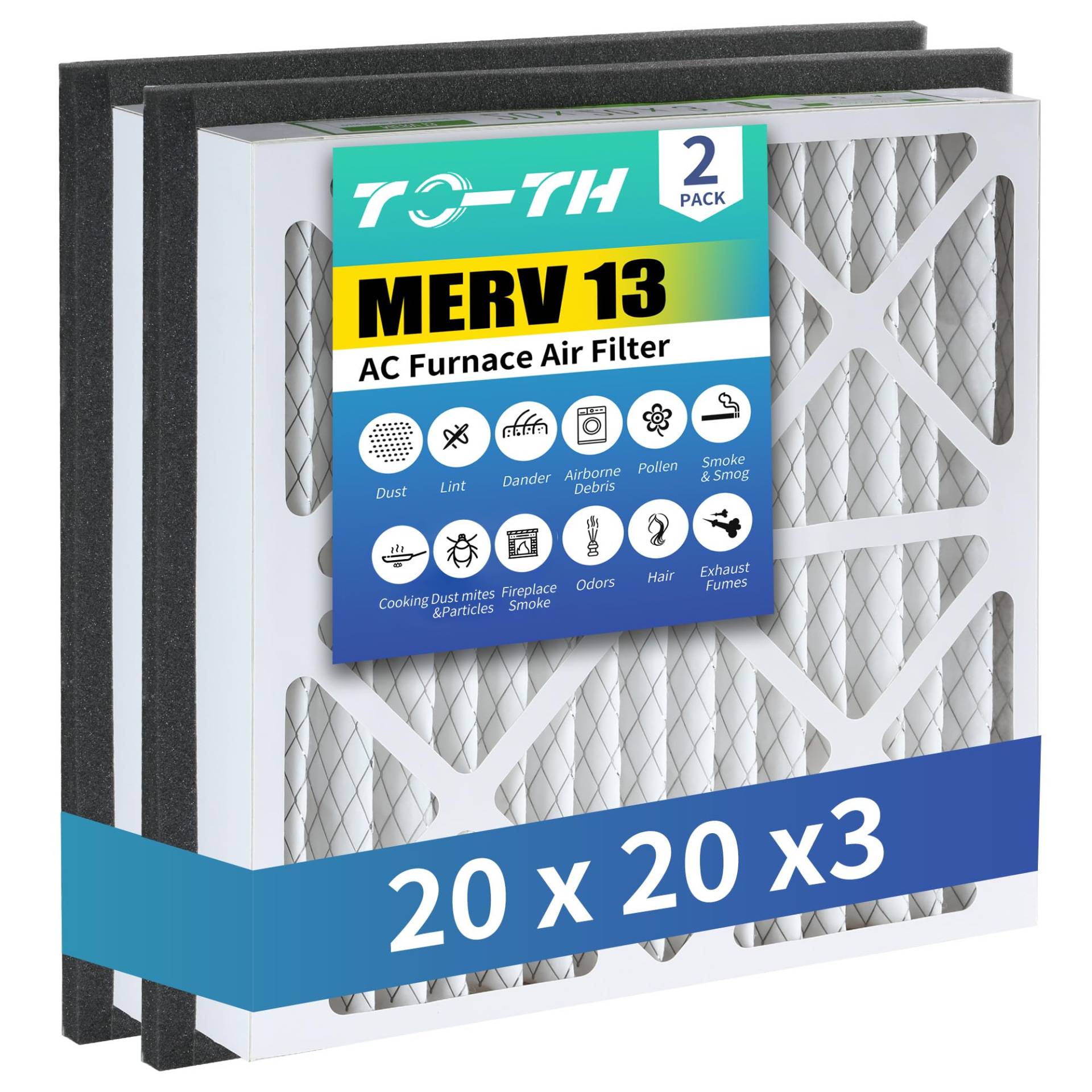 20 x 20 x 3 Luftfilter Ersatz für Zephyr VGF Serie, MERV 13 Luftfilter, plissierte Klimaanlagen-Ersatzfilter, 1 Packung (tatsächliche Größe: 18 3/8 x 18 3/8 x 3 Zoll) von TO-TH