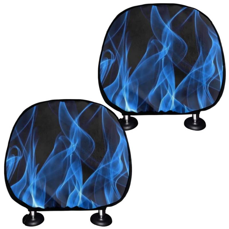 TOADDMOS Blue Fire Kopfstützenbezug-Set, universelle Passform, Schalensitz-Kopfstützenbezug, passend für die meisten Autos von TOADDMOS