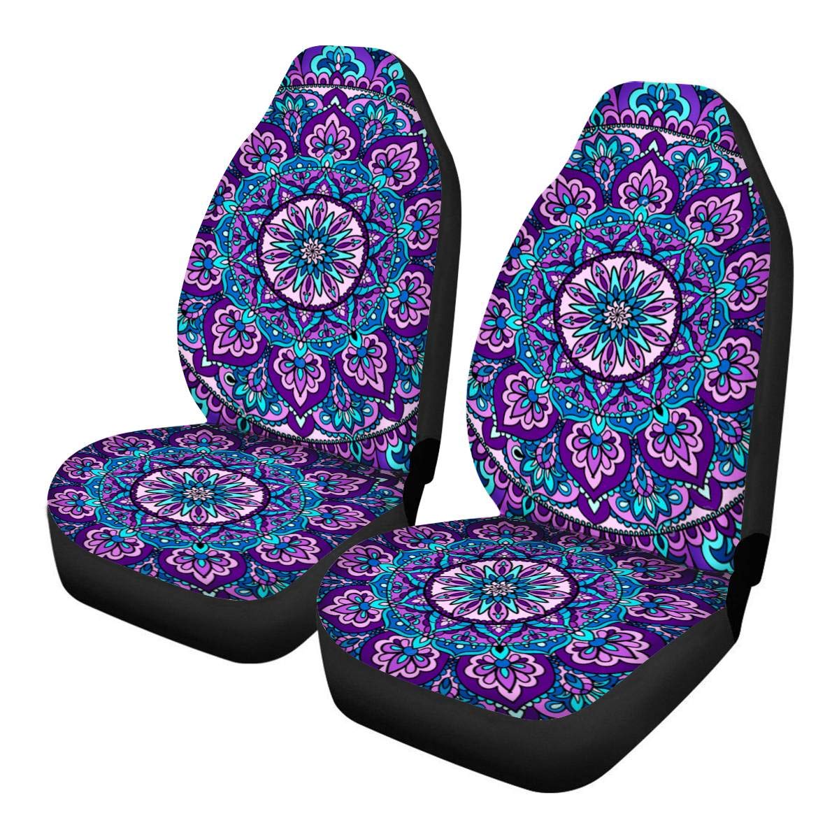 TOADDMOS Boho Lila Mandala Print Autositzbezüge Vordersitze für Frauen Autositzbezüge Universal Fit von TOADDMOS