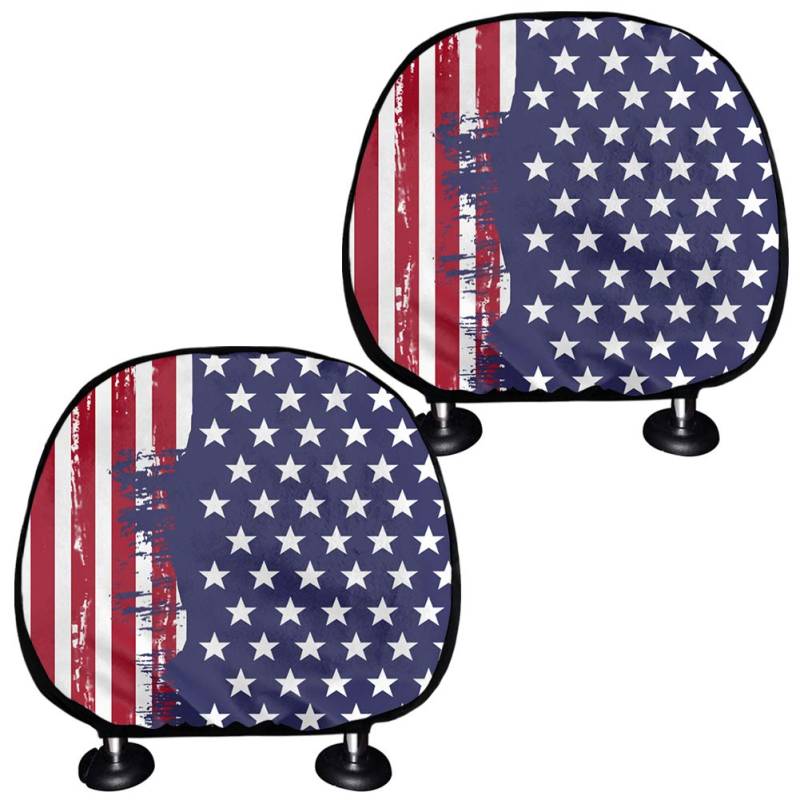 TOADDMOS Kopfstützenbezüge mit amerikanischer Flagge, für Auto, LKW, SUV, Van, universelle Passform, 2 Stück für Fahrer und Beifahrer, waschbar von TOADDMOS