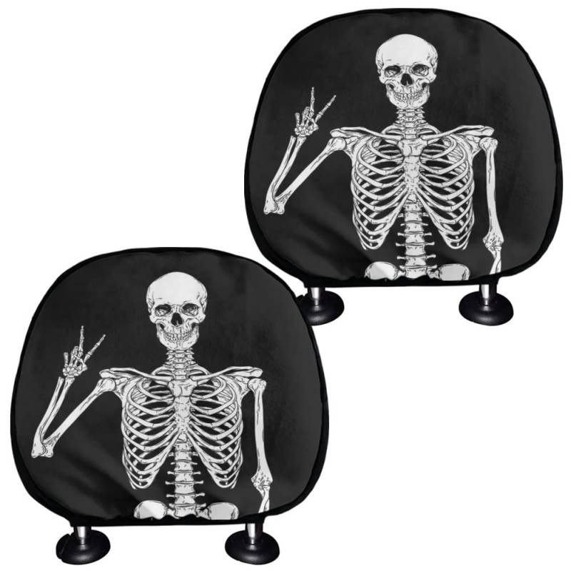 TOADDMOS Kopfstützenbezug für Halloween-Autositz, Totenkopf, bequem, Polyester, Schwarz von TOADDMOS