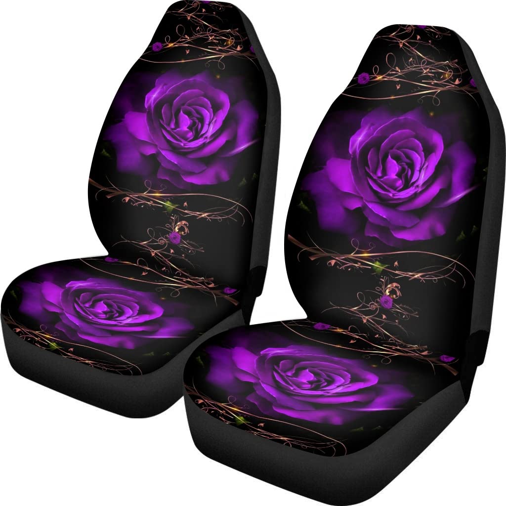 TOADDMOS Purple Rose Auto Sitzbezüge Vordersitzbezüge für Damen Universal Fit von TOADDMOS
