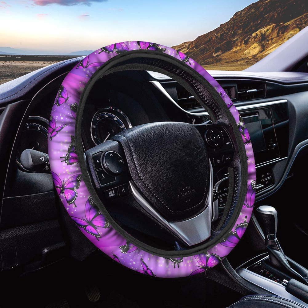 TOADDMOS Lila Schmetterling Universal Auto Lenkradbezug für Frauen Damen, Auto Auto Lenkrad Wrap Abdeckung für Auto LKW SUV TOADDMOS Lila Schmetterling Universal Auto Lenkradbezug für Frauen Damen, Auto Auto Lenkrad Wrap Abdeckung für Auto LKW SUV von TOADDMOS