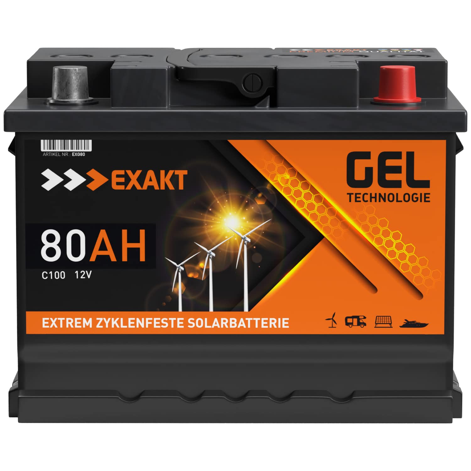 GEL Batterie 80Ah 12V Solarbatterie Wohnmobil Boot Versorgungsbatterie Solar Akku ersetzt 70Ah 75Ah 77Ah 85Ah 90Ah von TOKOHAMA