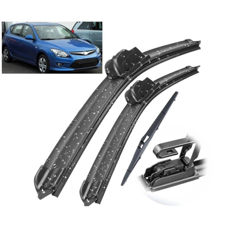Auto-Scheibenwischer Windschutzscheiben-Fensterbürsten, 61 cm + 45,7 cm + 30,5 cm, Scheibenwischer vorne und hinten, Set, kompatibel mit Hyundai I30 FD 2010–2012 - Scheibenwischerersatz von TOLUXY
