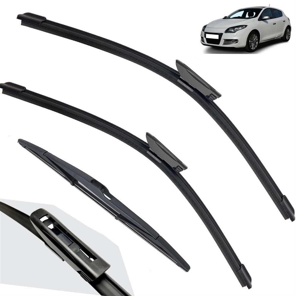 Fahrzeugwischer Scheibenwischerblätter vorne hinten for Renault Megane 3 Hatchback Coupe 2016 2015 2014 2013 2012 2011 2010 2009 2008 Allwetterwischer Fahrzeugwischer Scheibenwischerblätter vorne hinten for Renault Megane 3 Hatchback Coupe 2016 2015 2014 2013 2012 2011 2010 2009 2008 Allwetterwischer von TOLUXY