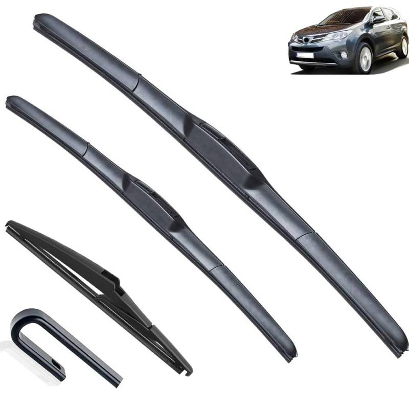 Kompatibel mit TOYOTA RAV4 XA40 MK4 2013-2018 Vorne Hinten Wischer Klingen Bürsten Cutter Zubehör J Haken 2013 2014 2015 2016 2017 2018 von TOLUXY