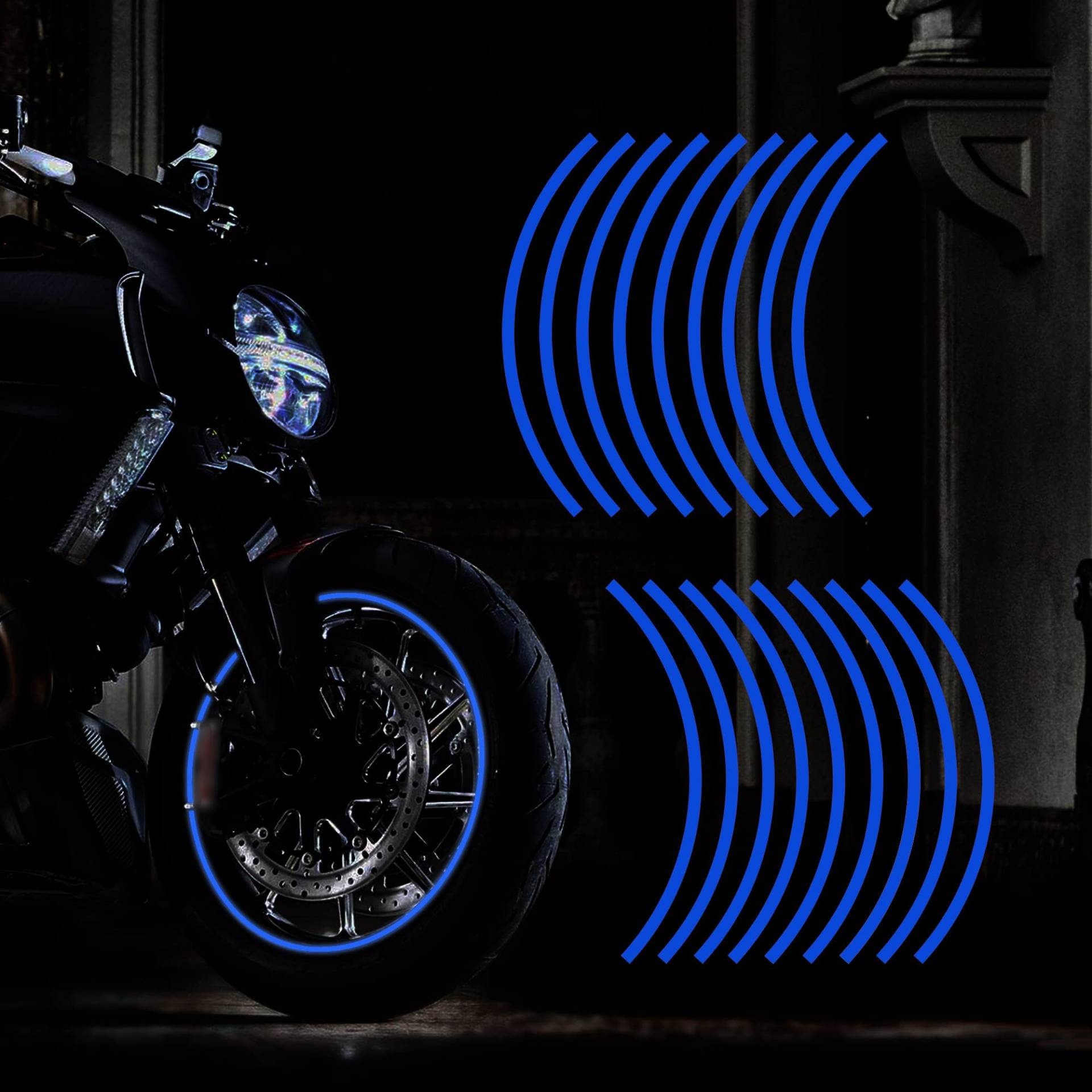 TOMALL 17'' Reflective Wheel Felgenstreifen Aufkleber für Motorradräder Auto Radfahren Fahrrad Fahrrad Nacht Reflektierende Sicherheitsdekoration Streifen Universal Felgenaufkleber (Blau) von TOMALL
