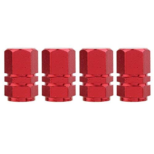 TOMALL Red Hexagon Reifen Ventilkappen Aluminiumlegierung für Moto Fahrrad Staubdicht Caps von TOMALL