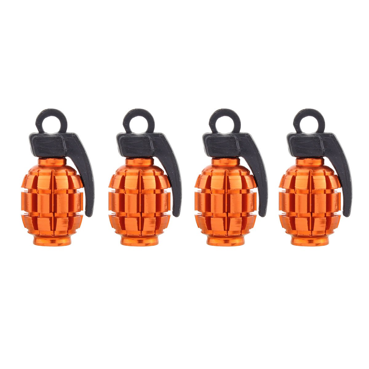 TOMALL Grenade Aluminiumlegierung Räder Reifen Ventilkappen für Universal Auto Moto (4 stücke Orange) von TOMALL