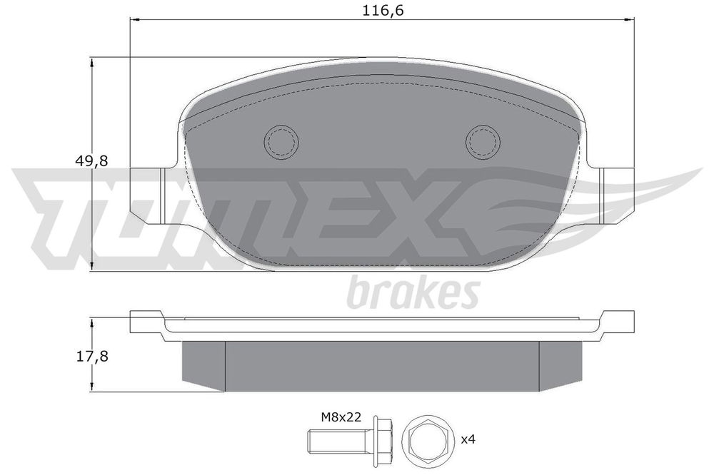 Bremsbelagsatz, Scheibenbremse Hinterachse TOMEX Brakes TX 17-70 Bremsbelagsatz, Scheibenbremse Hinterachse TOMEX Brakes TX 17-70 von TOMEX Brakes