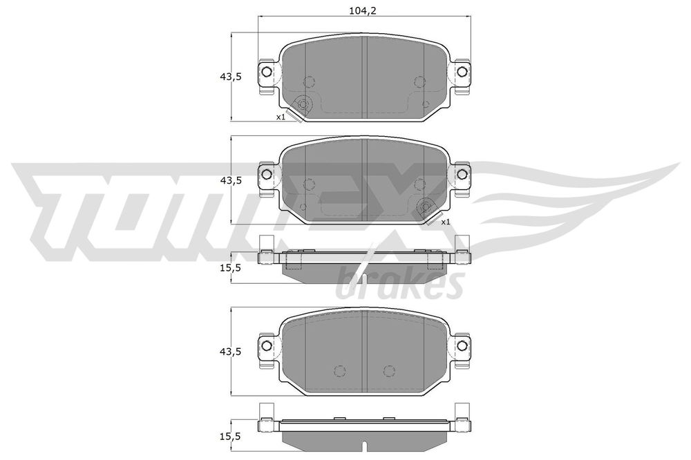 Bremsbelagsatz, Scheibenbremse Hinterachse TOMEX Brakes TX 18-69 Bremsbelagsatz, Scheibenbremse Hinterachse TOMEX Brakes TX 18-69 von TOMEX Brakes