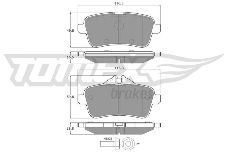 Bremsbelagsatz, Scheibenbremse Hinterachse TOMEX Brakes TX 18-79 von TOMEX Brakes