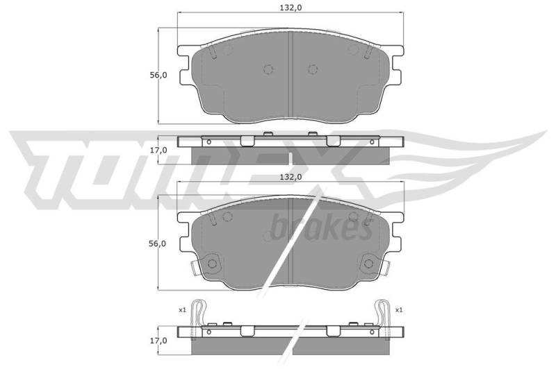 Bremsbelagsatz, Scheibenbremse Vorderachse TOMEX Brakes TX 12-57 von TOMEX Brakes
