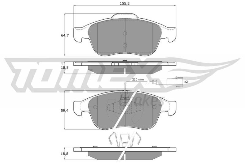 Bremsbelagsatz, Scheibenbremse Vorderachse TOMEX Brakes TX 16-62 von TOMEX Brakes