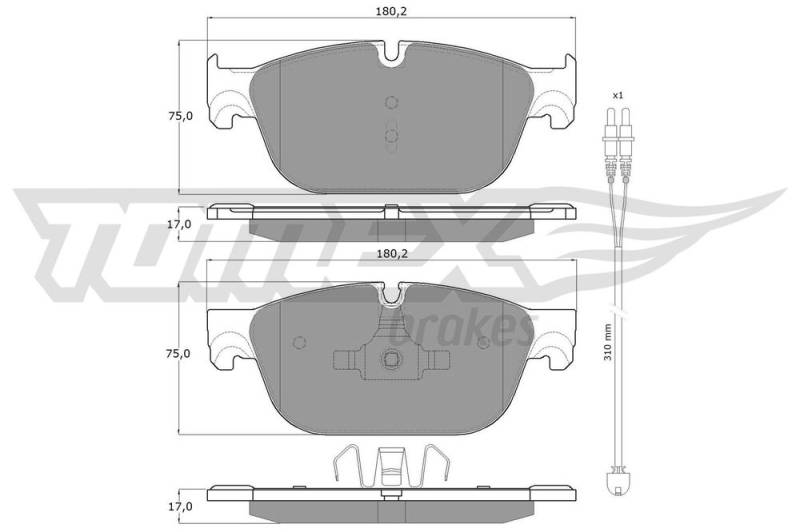 Bremsbelagsatz, Scheibenbremse Vorderachse TOMEX Brakes TX 16-78 von TOMEX Brakes