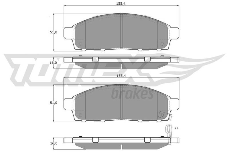 Bremsbelagsatz, Scheibenbremse Vorderachse TOMEX Brakes TX 19-31 von TOMEX Brakes