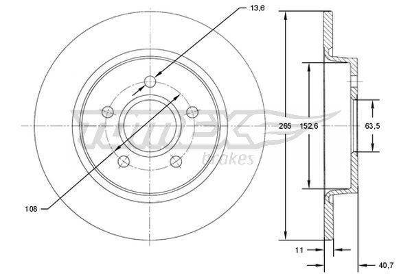 Bremsscheibe Hinterachse TOMEX Brakes TX 71-94 von TOMEX Brakes