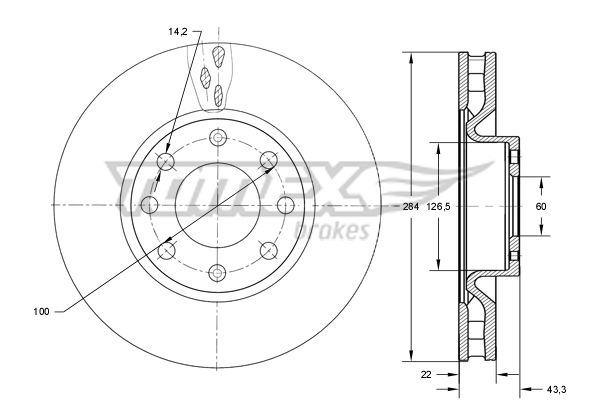 Bremsscheibe Vorderachse TOMEX Brakes TX 73-76 von TOMEX Brakes