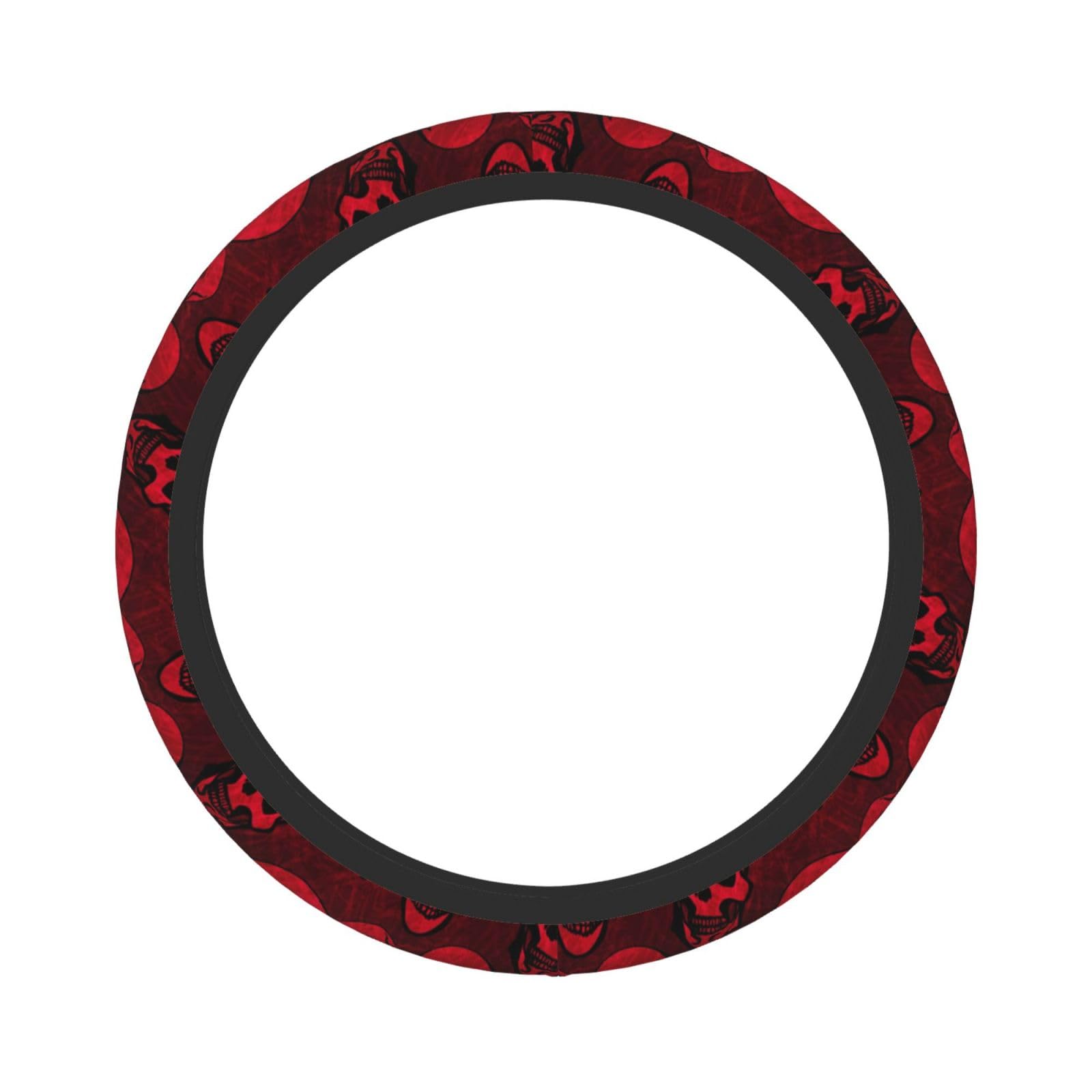 Red Skulls bedruckte Universal-Lenkradhülle aus Neopren, rutschfest, Auto-Lenkrad, elastischer Schutz, 38,1 cm (15 Zoll) für Damen und Herren von TOMPPY