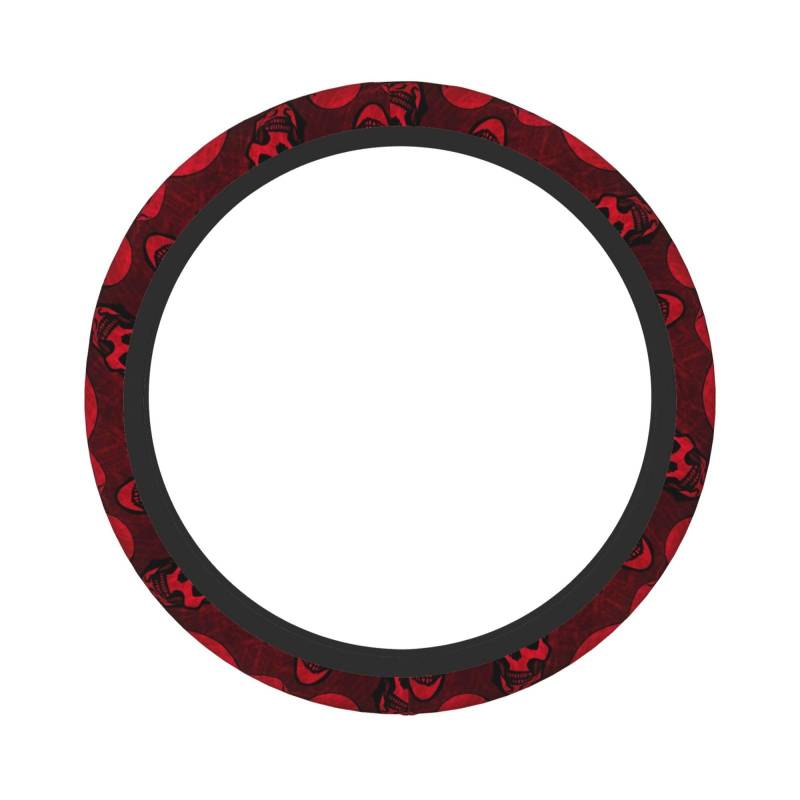 Red Skulls bedruckte Universal-Lenkradhülle aus Neopren, rutschfest, Auto-Lenkrad, elastischer Schutz, 38,1 cm (15 Zoll) für Damen und Herren von TOMPPY