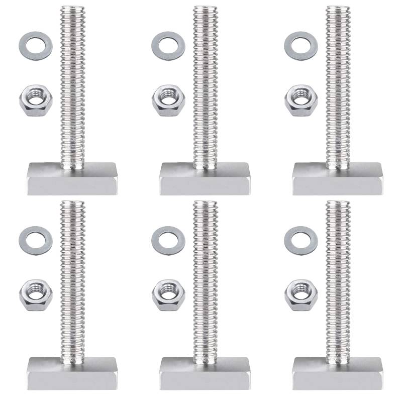 TONAUP T Nut Adapter Nutensteine Dachträger, 6 Stück M8x30mm Nutsteine Dachträger Edelstahl T-Nut Nutsteine Set mit Muttern & Unterlegscheiben Dachbox Nutensteine für Dachträger Relingträger Dachbox von TONAUP