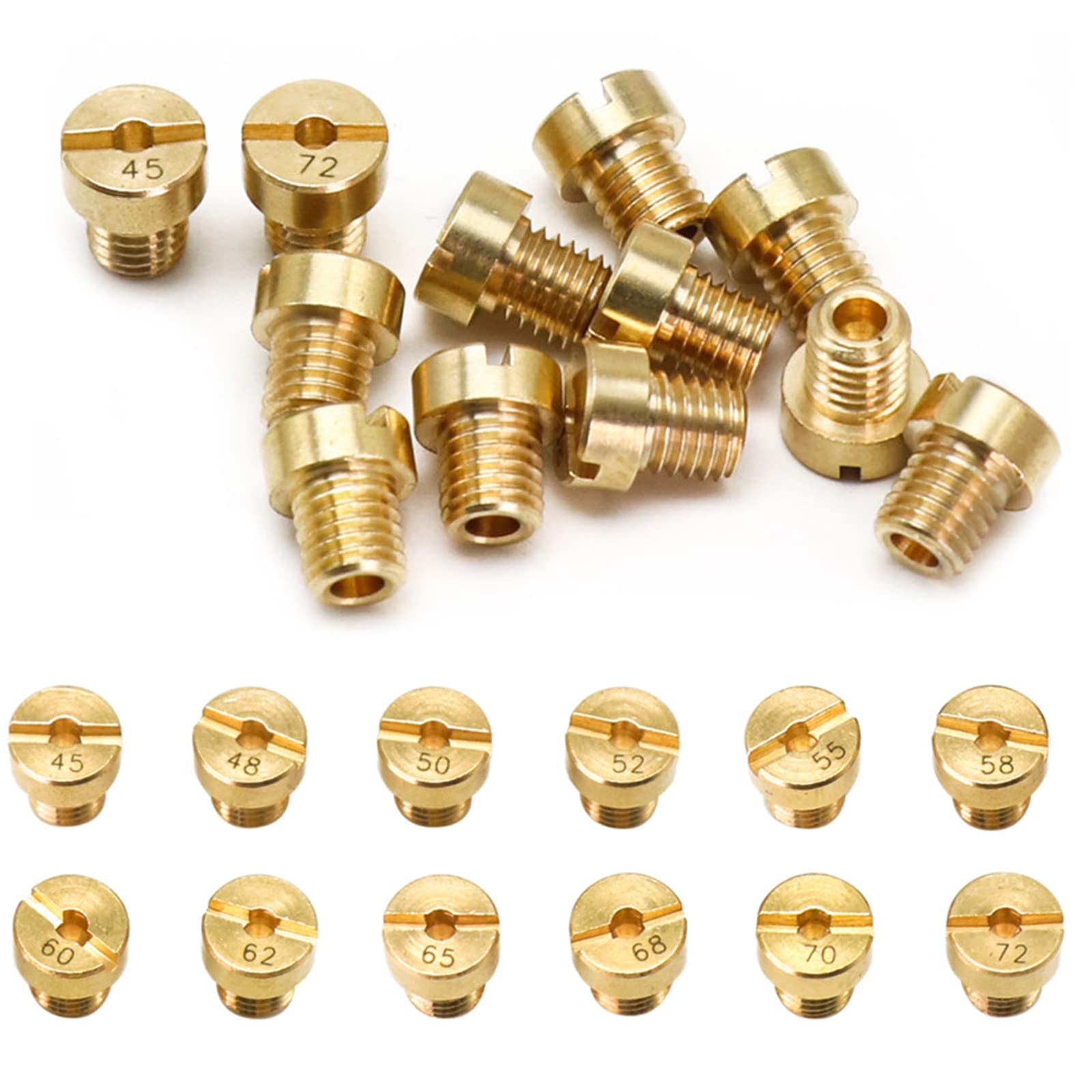 TONAUP Vergaserdüsen M5, 12 Stück 5mm Dellorto Düsenset, Hauptdüsenset m5 für Roller Motorrad Schaltmoped, 45-72 TONAUP Vergaserdüsen M5, 12 Stück 5mm Dellorto Düsenset, Hauptdüsenset m5 für Roller Motorrad Schaltmoped, 45-72 von TONAUP