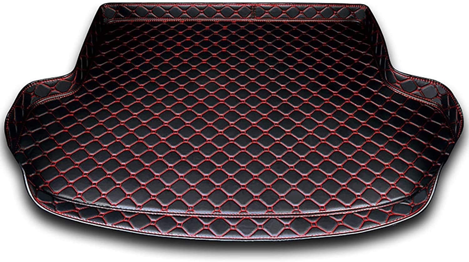 Auto Leder Kofferraummatten für FIAT 500/Abarth 500 2015-2020, Kofferraum Schutzmatte Kofferraumwanne Teppich rutschfest Staubdicht ZubehöR,C-Black Red von TONFON