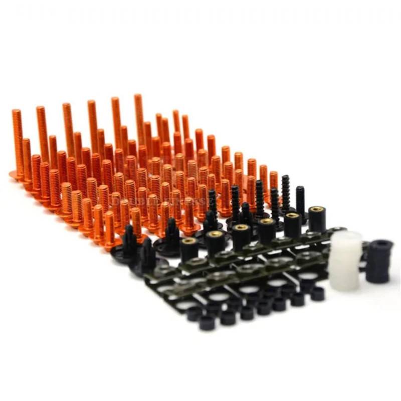 TONMHXA Kompatibel Mit Cb500f Motorradteile Windschutzscheibenverkleidungsschraube Bolzenfarbe Befestigungsbolzen Mutternclip-Set Karosserieschrauben Schraubverschlüsse Schrauben Kit Motorrad(Orange) von TONMHXA