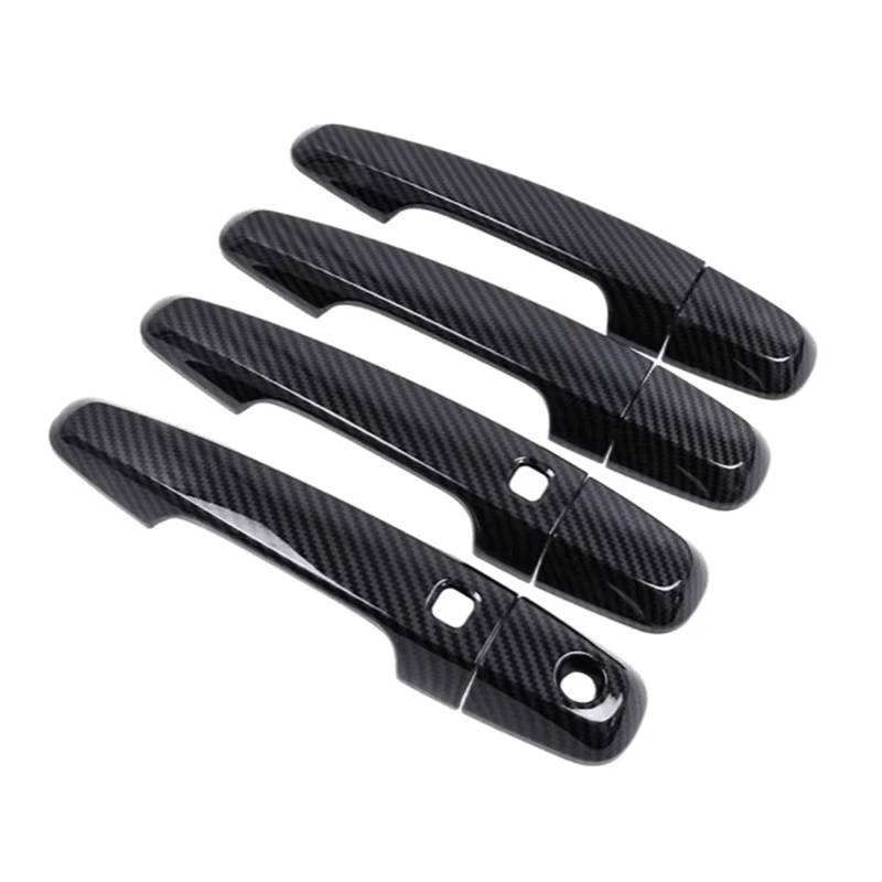 TONMHXA Kompatibel Mit Mitsubishi Für Pajero 2011-2021 Carbon Fiber Chrom Auto Türgriff Schüssel Abdeckung Aufkleber Styling Zubehör Auto Türgriff Abdeckung(Carbon Fiber,2 Buttons) von TONMHXA