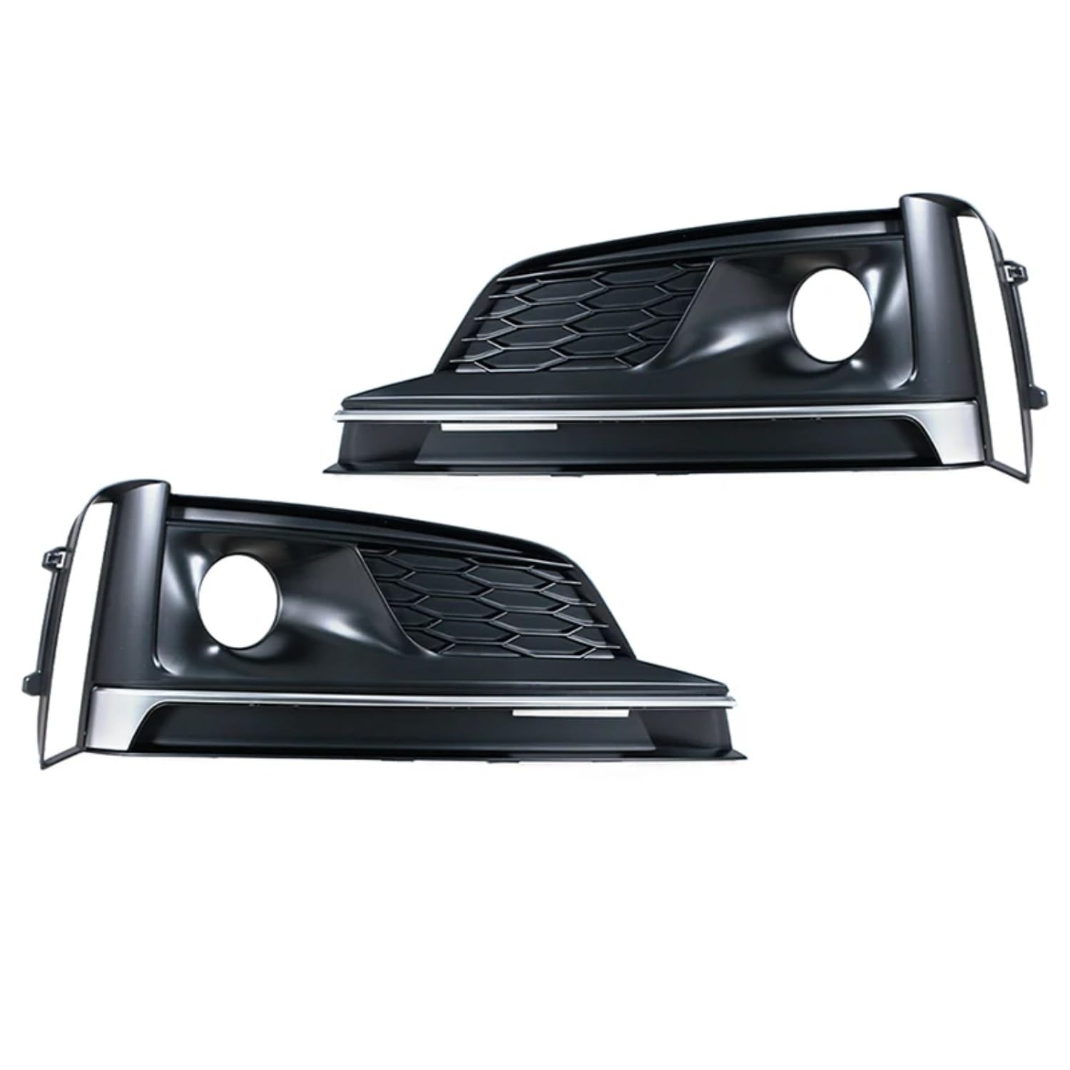 TONMHXA Lüftungsgitter Stoßfänger Kompatibel Mit A5 Für Sport 2017 2018 2019 Front Stoßstange Nebel Licht Rahmen Abdeckung Seite Nebel Licht Kühlergrill Auto Zubehör 8W6807682F(Pair-with Hole) von TONMHXA