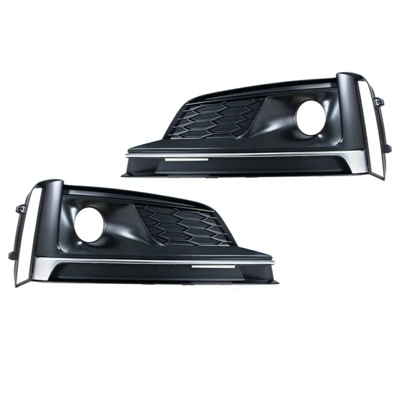 TONMHXA Lüftungsgitter Stoßfänger Kompatibel Mit A5 Für Sport 2017 2018 2019 Front Stoßstange Nebel Licht Rahmen Abdeckung Seite Nebel Licht Kühlergrill Auto Zubehör 8W6807682F(Pair-with Hole) von TONMHXA