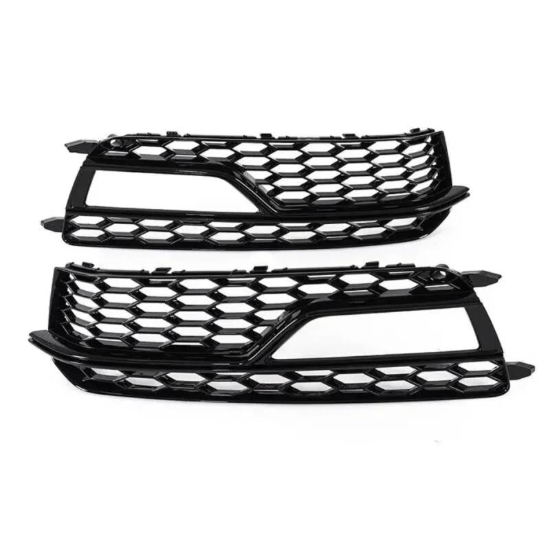 TONMHXA Lüftungsgitter Stoßfänger Kompatibel Mit S5 Für SLine A5 2013 2014 2015 2016 2 X Auto-Nebelscheinwerfer-Lampenabdeckung, Grill, Waben-Stoßstangen-Set 8T0807682M(Glossy Black) von TONMHXA
