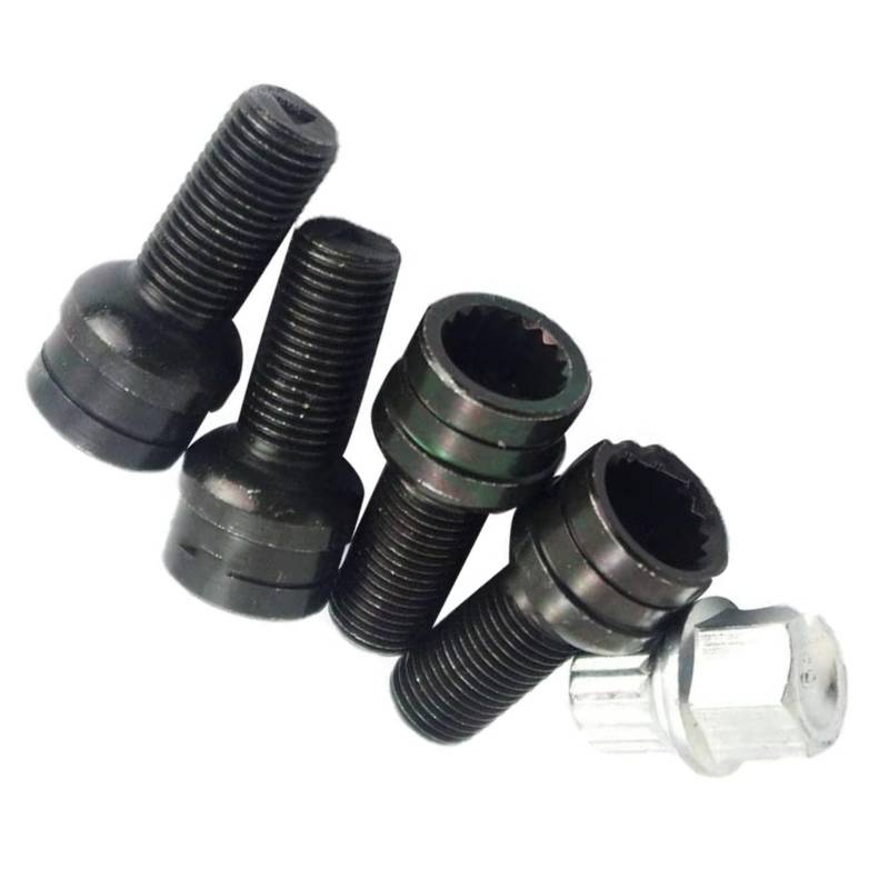 TONMHXA Radmuttern Kompatibel Mit A7 Für Sportback 2011 2012 2013 2014 X5 Set Radschraube Bolzen Sicherungsmutter Schlüsseladapter 17 Zähne Autoreifenschrauben OEM: 8D0601139F 006(4xBolts 1xLock Nut) von TONMHXA