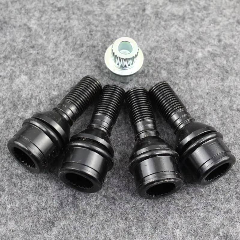 TONMHXA Radmuttern Kompatibel Mit E53 Für 4.8is 2003 2004 2005 2006 1 Set M14 X 1,5 X 32 Radschraubenschlösser Autoreifenschrauben Radschrauben OEM: 36136773191 von TONMHXA