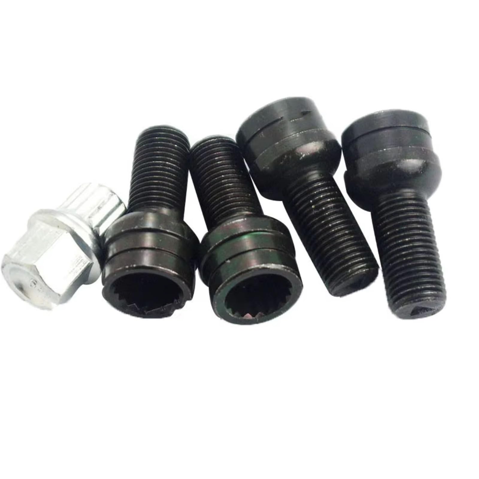 TONMHXA Radmuttern Kompatibel Mit VW Für Golf 1998 1999 2000 2001 2002 2003 2004 2005 2006 2007 2008 2009 X5 Set Radschraube Bolzen Sicherungsmutter 17 Zähne OEM: 8D0601139F(4xBolts 1xLock Nut) von TONMHXA