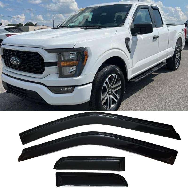 Seitenscheiben-Windabweiser für 2015-2020 F150 verlängerte Kabine/Super Cab, Sonnenschutz/Regenschutz, 4 Stück, Set 94974 von TONOYTIM