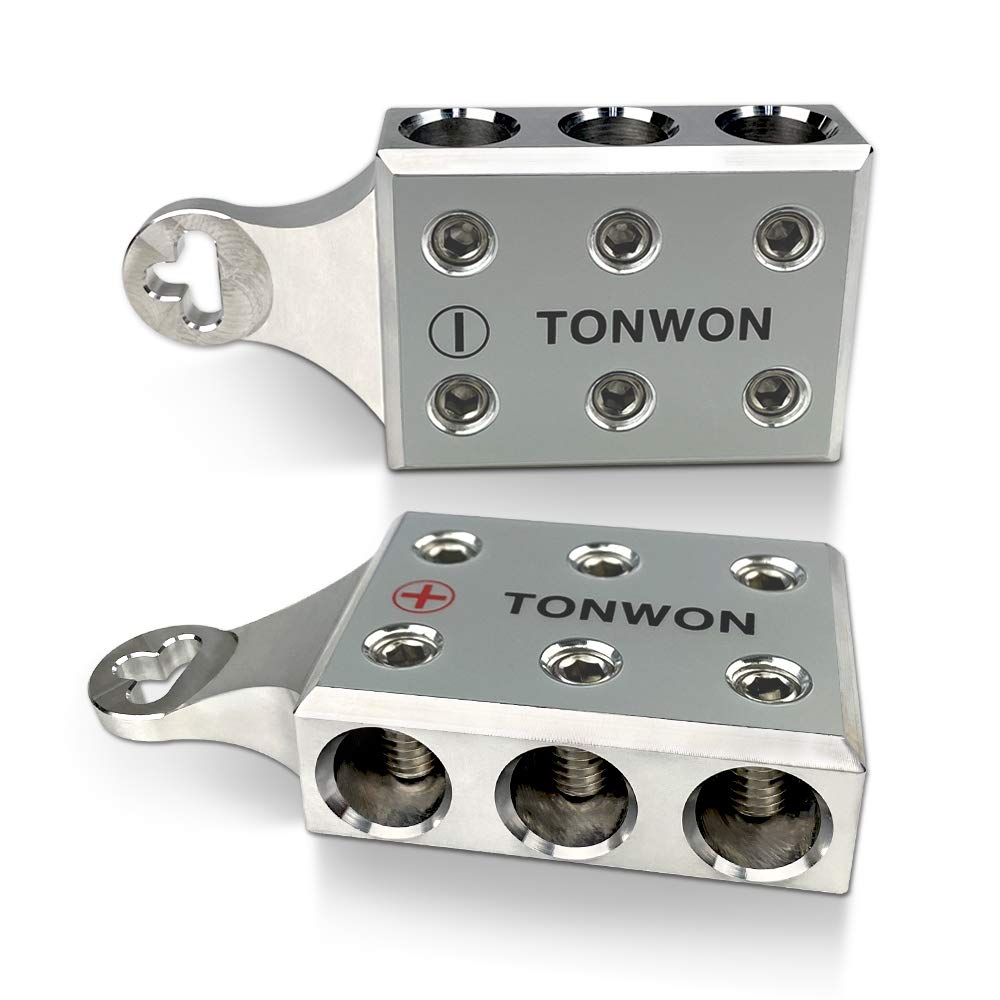 TONWON 6x1/0 AWG Spur Post Terminals für Lithium oder AGM Blei-Säure Batterie mit Bolt Down Ends oder Gewindebolzen (M5 oder M4) von TONWON
